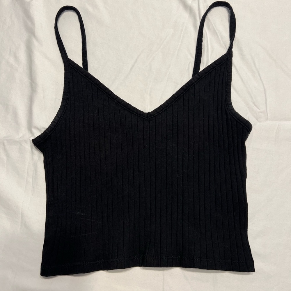 Divided By H&M Women’s Black Polyester Camisole T-shirt Size S V-neck Crop Top